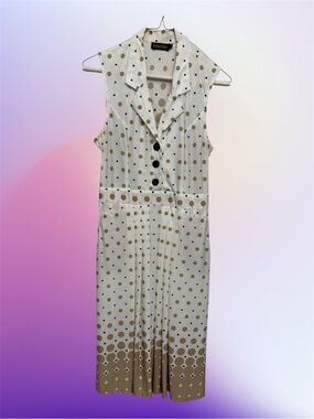 Reborn Cream Midi Dress with Brown/White Polka Dots Size Medium